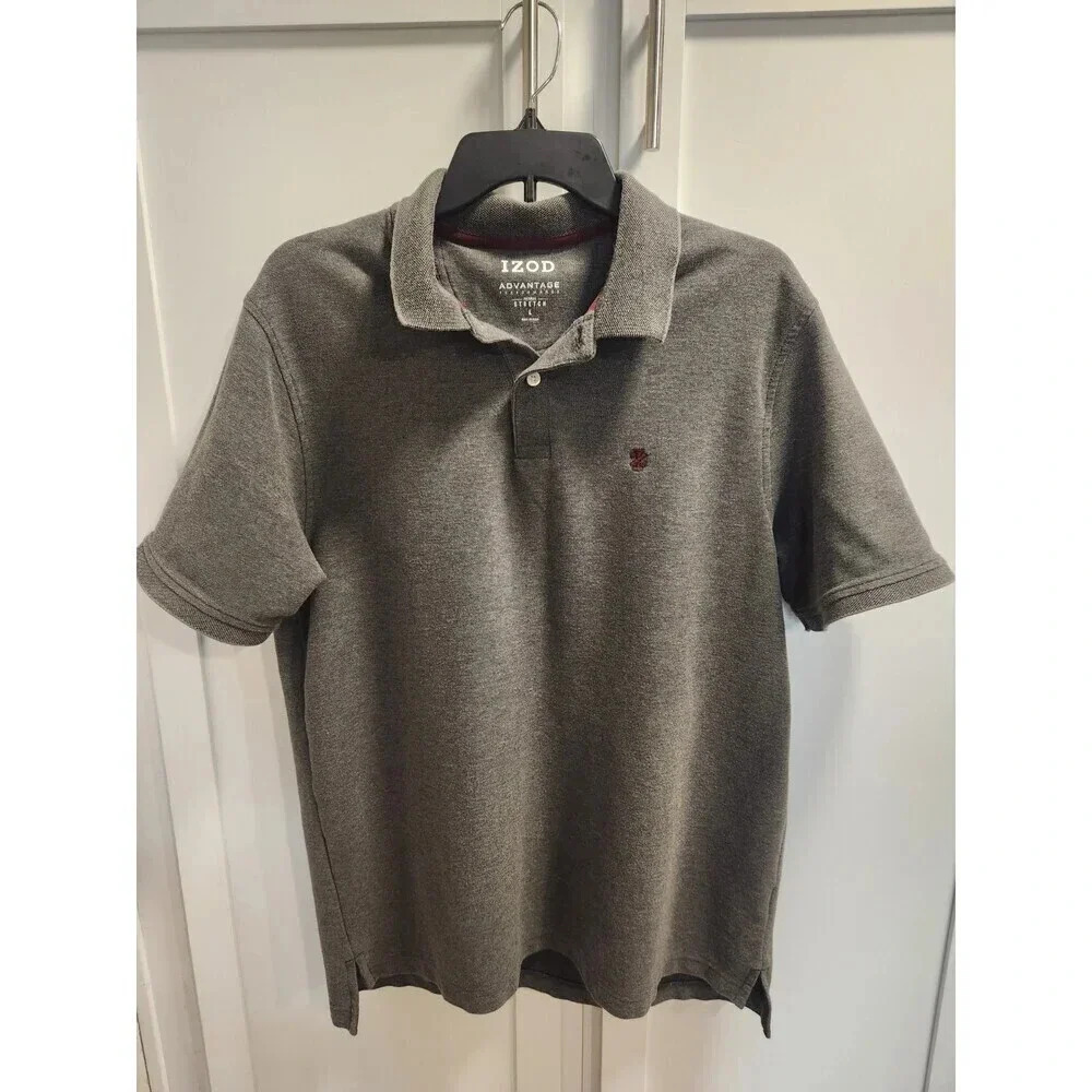 IZOD Men's Advantage Performance Natural Stretch Polo Grey & Maroon Sz L